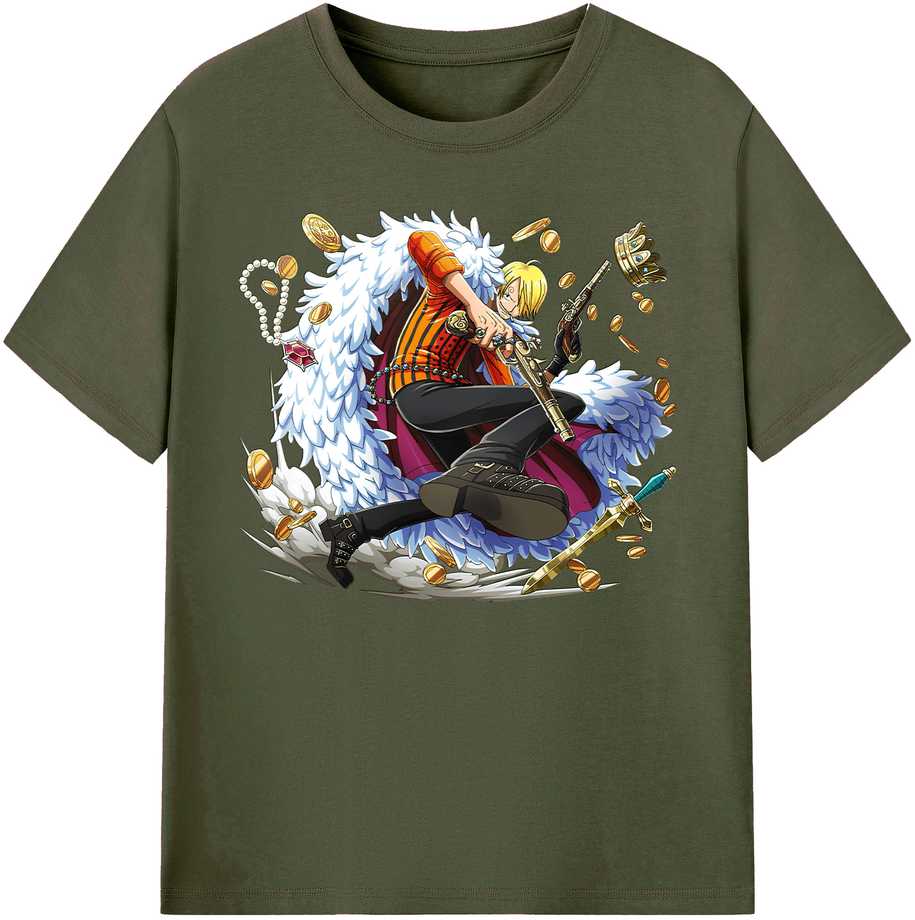 （画像用） ワンピース サンジ ONE PIECE Sanji 綿100％ メンズ半袖Tシャツ｜肌触りやわらか＆通気性